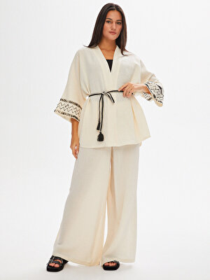 Resort Zigzag Baskılı Müslin Kimono 68802