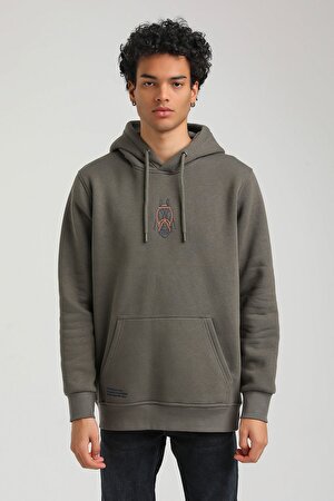 Kapüşonlu Haki Slim Fit Hoodie 23FWM64046