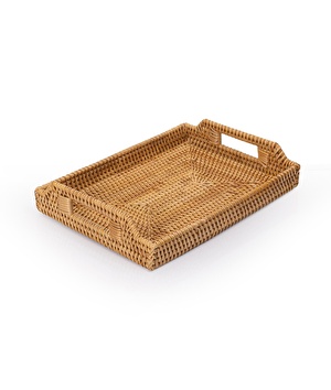 Meander Dekoratif El Yapımı Rattan Çok Amaçlı Kulplu Tepsi 35cm 8980