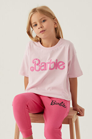 Barbie Short Toz Pembe Kız Çocuk T-Shirt