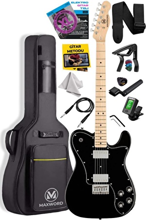 Maxword TLX-60BK Telecaster Maple Klavye HH Profesyonel Elektro Gitar