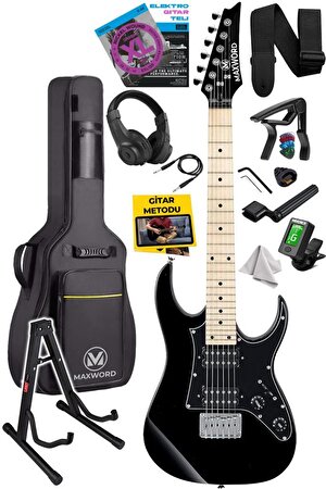 Maxword DE-150BK-ST Maple Klavye HH Manyetik Yüksek Kaliteli Elektro Gitar Seti