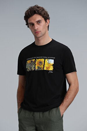 June Modern Grafik T- Shirt Siyah
