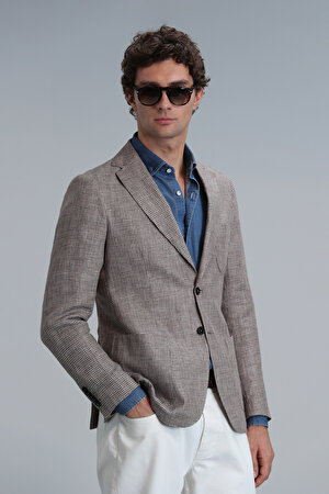 Luta Spor Erkek Blazer Ceket Slim Fit Kahverengi