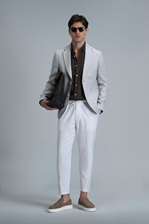 Leo Smart Erkek Chino Pantolon Slim Fit Beyaz