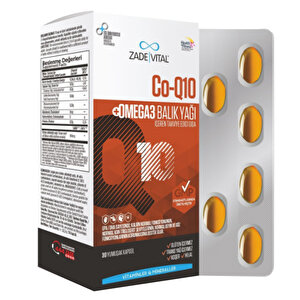 Zade Vital Co-Q10 Omega3 Balık Yağı İçeren Takviye Edici Gıda 30 Kapsül