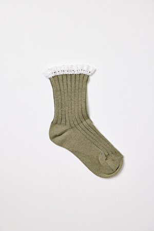 Lacy Kız Çocuk Soket Çorap Yeşil