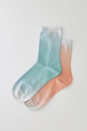 Kadın 2'li Paket Parlak Simli Soket Çorap