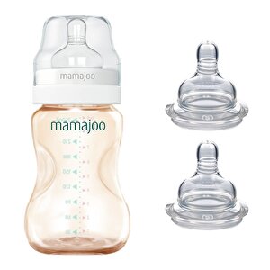 Mamajoo Gold Biberon 250ml & Yedek İkili Biberon Emziği No.1 0 Ay+