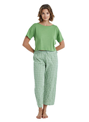Kadın Crop T-Shirt 60409 - Yeşil