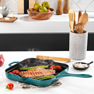 Schafer Guss Chef Döküm Kare Grill Tava 28x28Cm-Turkuaz