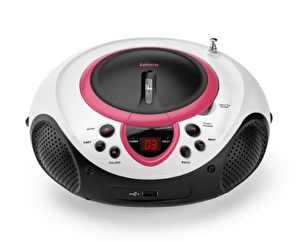 Lenco SCD-38 Pembe Taşınabilir Müzik Seti Radyo CD Çalar MP3 USB