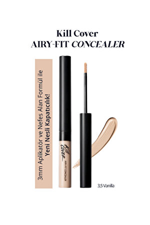 Hafif Formüllü, Uzun Süre Kalıcı Kapatıcı Clio Kill Cover Airy-Fit Concealer (3.5 Vanilla)