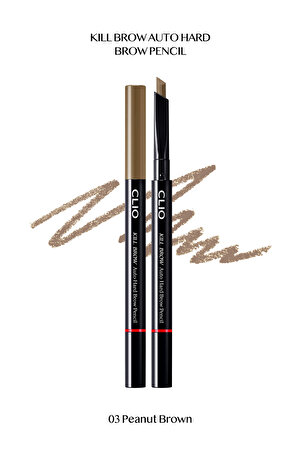 İnce Altıgen Uçlu Kaş Kalemi Clio Kill Brow Auto Hard Brow Pencil (03 Peanut Brown)