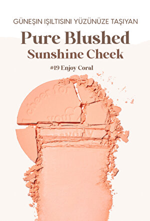 Pastel Tonlarda Sebum Dengeleyici Toz Allık Peripera Pure Blushed Sunshine Cheek (19 Enjoy Coral)