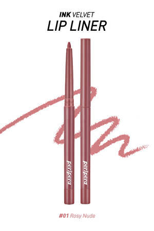Kadife Bitiş Sunan, Yoğun Pigmentli Dudak Kalemi Peripera Ink Velvet Lip Liner (01 Rosy Nude)