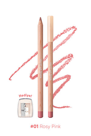 Kremsi Formüle Sahip Dudak Kalemi ve Kalemtıraş Seti Clio Velvet Lip Pencil Set (01 Rosy Pink)