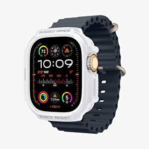 Apple Watch Ultra 2 / Ultra Serisi (49mm) Kılıf, Spigen Rugged Armor White