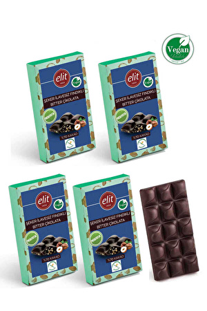 Fındıklı, Şeker İlavesiz, Vegan ve Prebiyotik Bitter Çikolata 60g 5li Set (5x60g) Glutensiz