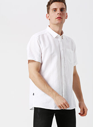 2XL Beyaz Pierre Cardin Slim Fit Kısa Kollu Keten Gömlek 5002422437001 Erkek Giyim