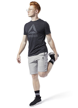 S Siyah Reebok EC0788 Training Essentials Marble Melange T-Shirt 5002439259003 Spor Erkek Giyim T-shirt