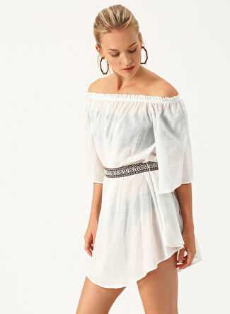 S-M Koyu Beyaz Random Plaj Elbisesi 5002440452002 Kadın Modası Giyim