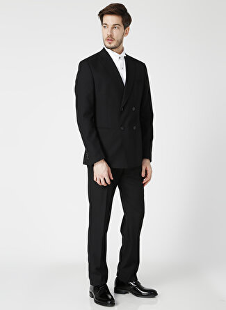 Fabrika Ceket Yaka Normal Bel Slim Fit Düz Siyah Erkek Takım Elbise - SIMON-KIMYA18/778