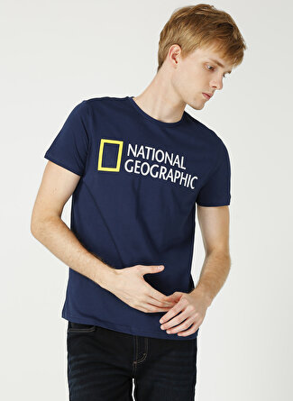 National Geographic Erkek Lacivert Bisiklet Yaka T-Shirt