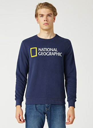 National Geographic RENO Bisiklet Yaka Uzun Kollu Baskılı Lacivert Erkek Sweatshirt