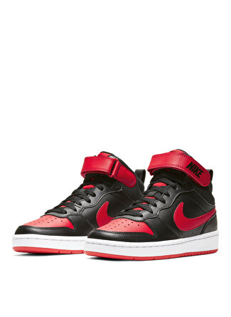 Nike Siyah - Kırmızı Erkek Çocuk Yürüyüş Ayakkabısı CD7782-003 COURT BOROUGH MID2 (GS)