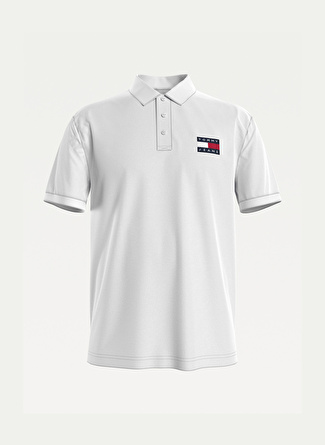 Tommy Jeans Polo Yaka Regular Fit Pike Desenli Beyaz Erkek Polo T-Shirt