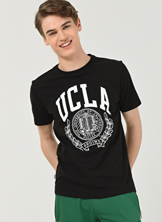 Ucla Marka Baskılı Kısa Kollu Siyah Erkek T-Shirt