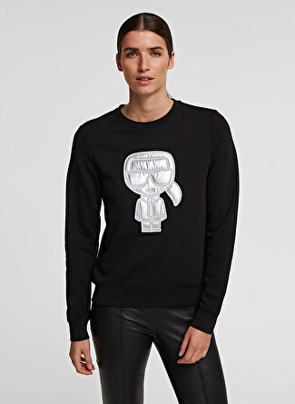 Karl Lagerfeld İkonik Logolu Siyah Kadın Sweatshirt