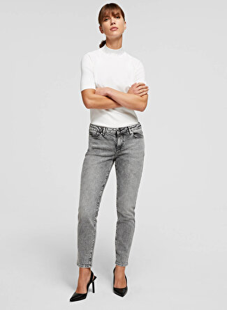 Karl Lagerfeld KARL LAGERFELD Standart Açık Gri Kadın Denim Pantolon 211W1100