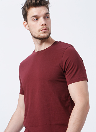 Jack & Jones 12156101 O Yaka  Slim Fit Düz Bordo Erkek T-Shirt