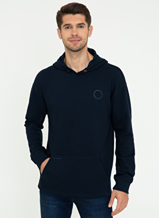 Pierre Cardin Pelkas Kapüşonlu Slim Fit Düz Lacivert Erkek Sweatshirt