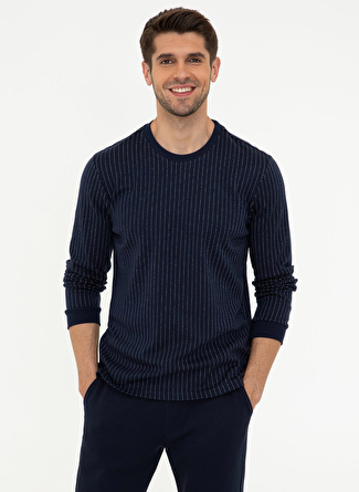 Pierre Cardin RUDENS Bisiklet Yaka Slim Fit Düz Lacivert Erkek Sweatshirt