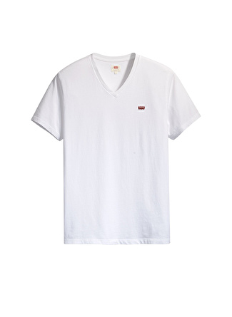 Levis A2084-0000_LSE _Orig Hm Vneck White V Yaka Relaxed Düz Bej Erkek T-Shirt