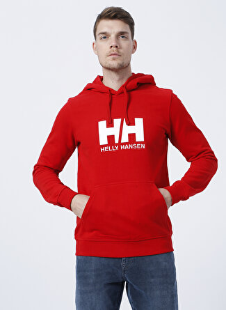 Helly Hansen Hh Hh Logo Hoodie Kapüşonlu Uzun Kollu Normal Kalıp Kırmızı Erkek Sweatshirt