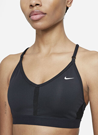 Nike CZ4456-010 O Yaka Standart Kalıp Siyah - Gri - Gümüş Kadın Sporcu Sütyeni