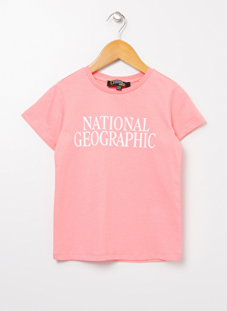 National Geographic Bisiklet Yaka Normal Kalıp Baskılı Pembe Kız Çocuk T-Shirt - ASGARDGIRL