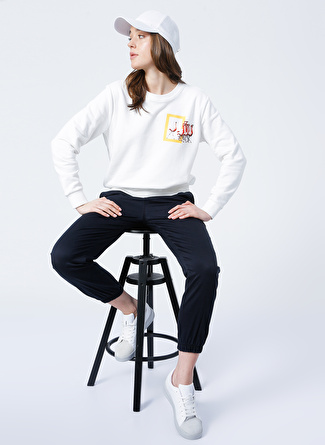 National Geographic W-Flamingo-Swt Bisiklet Yaka Standart Kalıp Baskılı Beyaz Kadın Sweatshirt