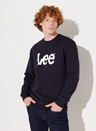 Lee L80XTJMA Crew Neck Bisiklet Yaka Regular Fit Baskılı Lacivert Erkek Sweatshirt