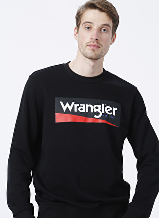 Wrangler W212236001_Crew Neck Bisiklet Yaka Regular Fit Baskılı Siyah Erkek Sweatshirt