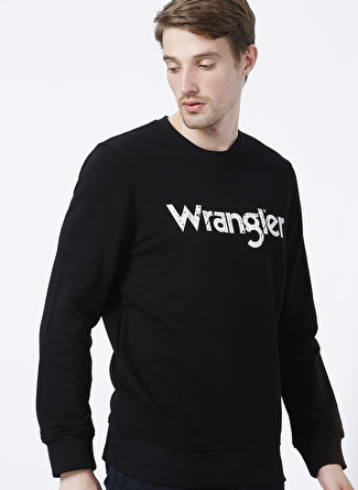 Wrangler W212025001_Crew Neck Bisiklet Yaka Regular Fit Baskılı Siyah Erkek Sweatshirt