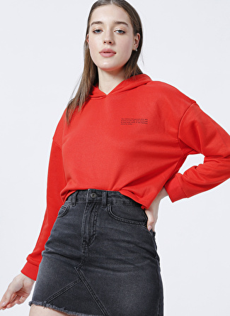 Aeropostale Kapüşonlu Crop Kırmızı Kadın Sweatshirt - K-Gaia-Y