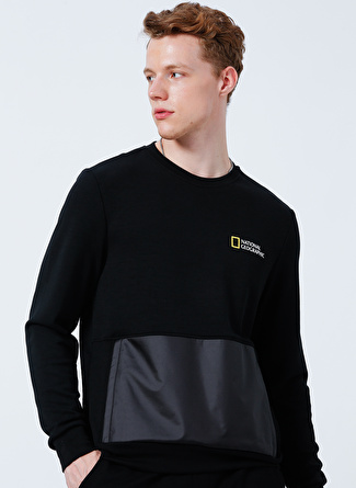 National Geographic Dublin Bisiklet Yaka Regular Fit Baskılı Siyah Erkek Sweatshirt