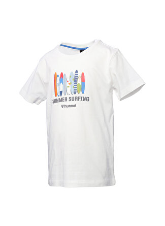 Hummel Beyaz Erkek Çocuk Bisiklet Yaka Baskılı T-Shirt 911516-9003 HMLLEVI T-SHIRT S/S