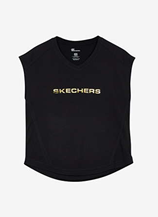 Skechers S211289-001 Graphic Crew Tee Bisiklet Yaka Normal Kalıp Düz Siyah Kadın T-Shirt