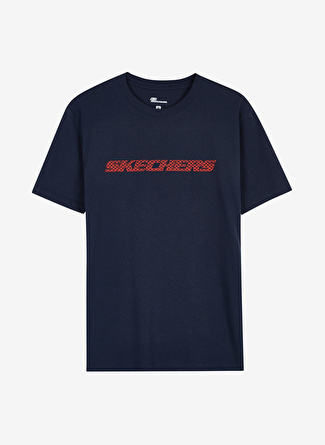 Skechers Bisiklet Yaka Düz Lacivert Erkek T-Shirt - S212960-410 Graphic Tee Big Logo